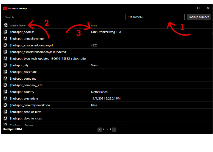 paramter lookup bubble